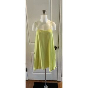 Alice + Olivia Silk Lime Yellow Mini‎ Dress Straps Chiffon Size Small Babydoll